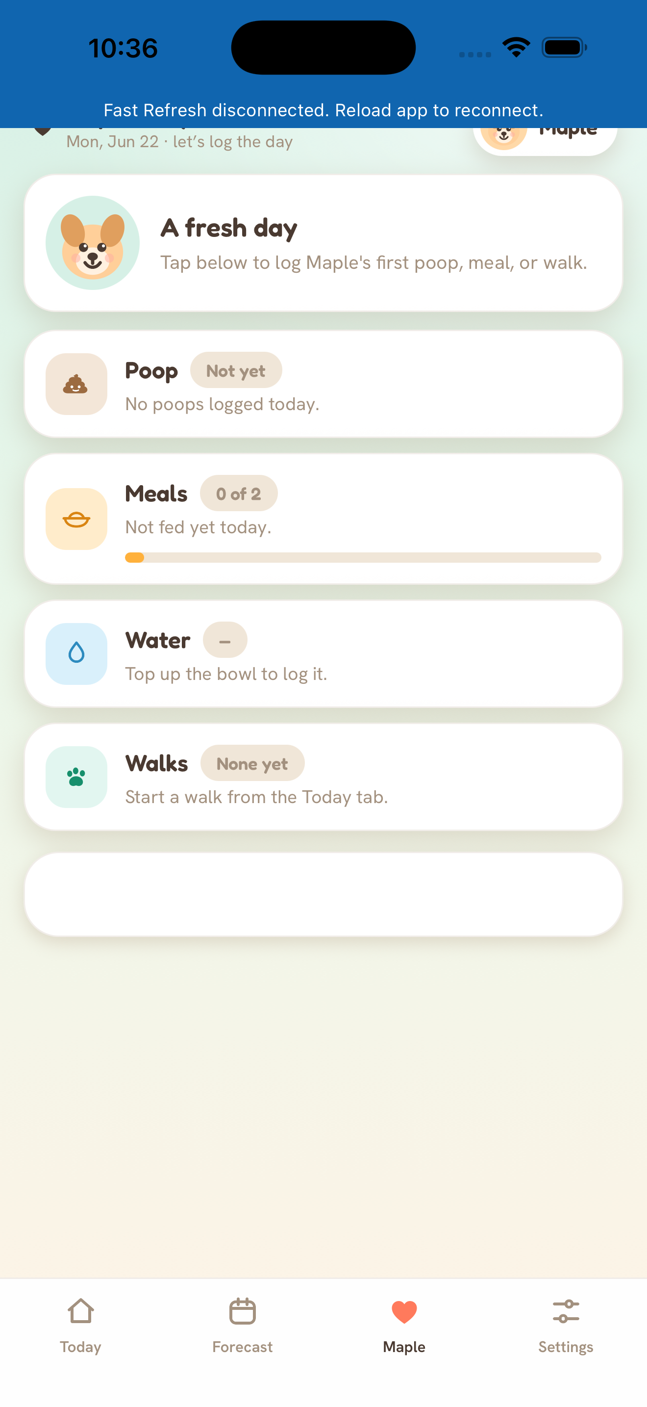 Maple's Day care tracker